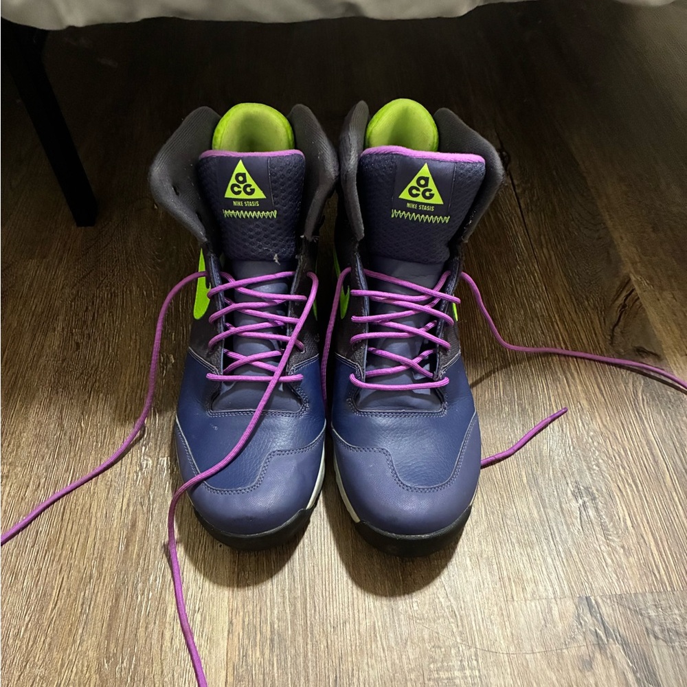 Purple and Green ACG High-Top Sneakers